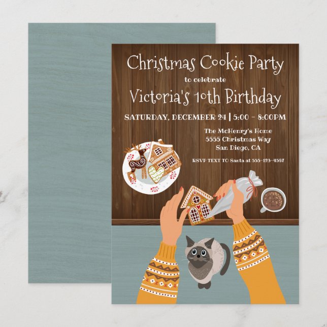 Fabriquer Noël Cookies Fête Invitation (Devant / Derrière)