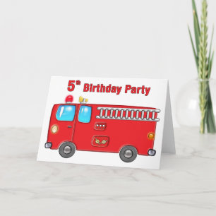 Fabuläre Feuerwehrfahrzeuge 5. Geburtstag Karte