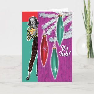Fabuleux 1960s Fashion Gal Retro Cartes de Noël