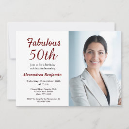 Fabuleux 50ème Photo Rouge Anniversaire Invitation