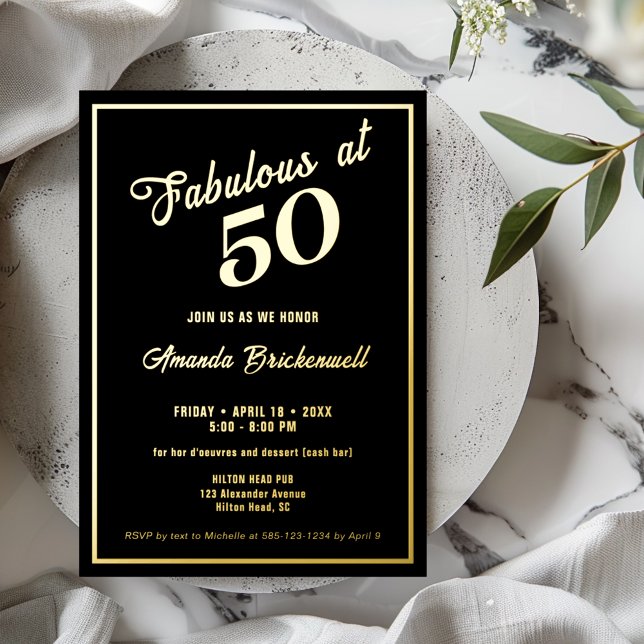 Fabuleux à 50 Anniversaire Foil Invitation (Créateur téléchargé)