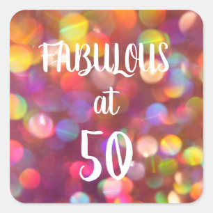 Fabuleux à 50 Rainbow Bokeh Carré Sticker