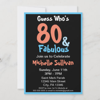 Fabuleux Black Birthday Party Invitation