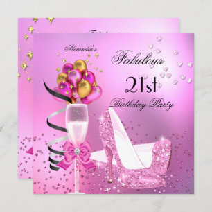 Fabulous 21. Shimmer Light Pink Heelse Geburtstag Einladung