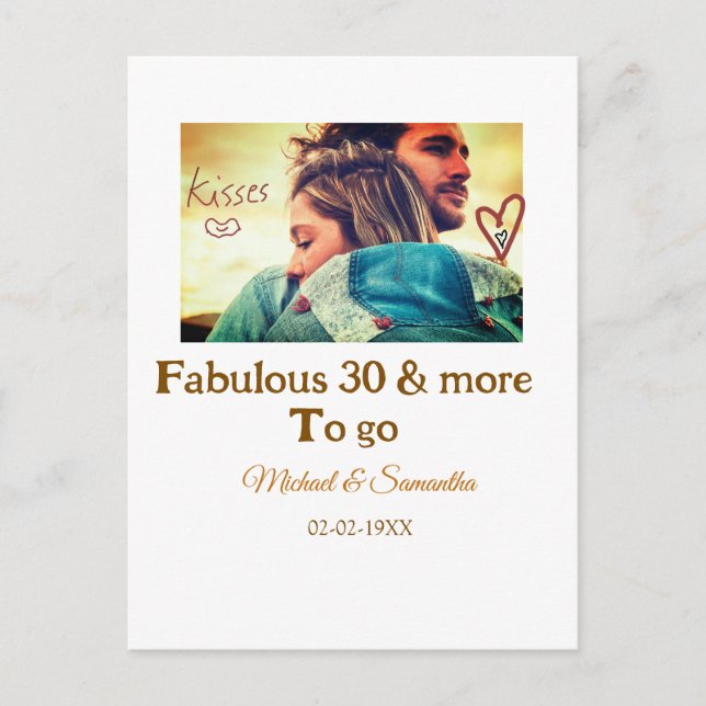 Fabulous 30 Jahre Jubiläum Name Foto Datum Postkarte (Vorderseite)