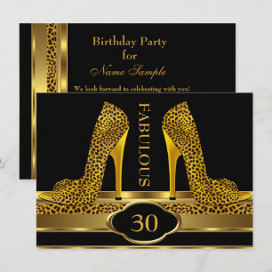 Fabulous 30 Leopard Gold Cheetah High Heels Party Einladung