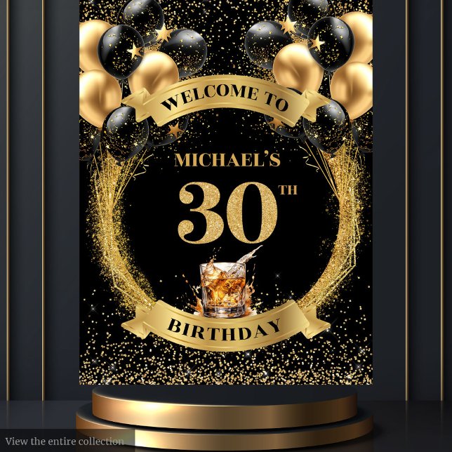 Fabulous 30. Man Birthday Whiskey Celebration Wandteppich (Fabulous 30th Man Birthday Whiskey Celebration Tapestry)
