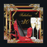 Fabulous 30 Red Heelses Gold Black Champagne Party Einladung<br><div class="desc">30 Red Gold Black Fabulous 30. Champagner. High Heels Frauen Geburtstagsparty. Elegante moderne Floral Gold Rahmen Geburtstagsparty Einladung Geburtstagsparty. Jeden Anlaß Fantastische Events für Damen Party Einladungen für alle Altersgruppen. Passen Sie Ihre persönlichen Daten und Ihr Alter an. Vorlage für 18., 20., 21., 30., 40., 50., 60., 70., 80., 90.,...</div>