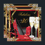 Fabulous 30 Red Heelses Gold Black Champagne Party Einladung<br><div class="desc">30 Red Gold Black Fabulous 30. Champagner. High Heels Frauen Geburtstagsparty. Elegante moderne Floral Gold Rahmen Geburtstagsparty Einladung Geburtstagsparty. Jeden Anlaß Fantastische Events für Damen Party Einladungen für alle Altersgruppen. Passen Sie Ihre persönlichen Daten und Ihr Alter an. Vorlage für 18., 20., 21., 30., 40., 50., 60., 70., 80., 90.,...</div>