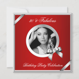 Fabulous 30 Regal Red Diamond Silver Foto Einladung