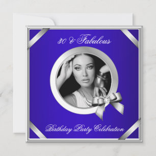 Fabulous 30 Royal Blue Diamond Silver Foto Einladung