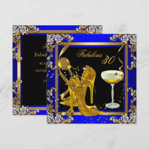 Fabulous 30 Royal Blue Gold Geburtstagsparty Einladung