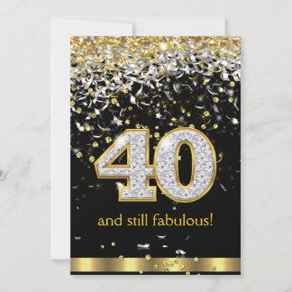 Fabulous 40 Gold Silver Streamers 40. Geburtstag B Einladung