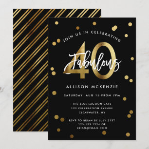 Fabulous 40   Moderne Elegant Gold Stilvoll zum Ge Einladung