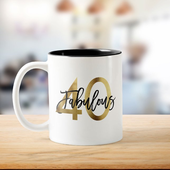 Fabulous 40. | Moderne Elegante Chic Gold Geburtst Zweifarbige Tasse (Von Creator hochgeladen)