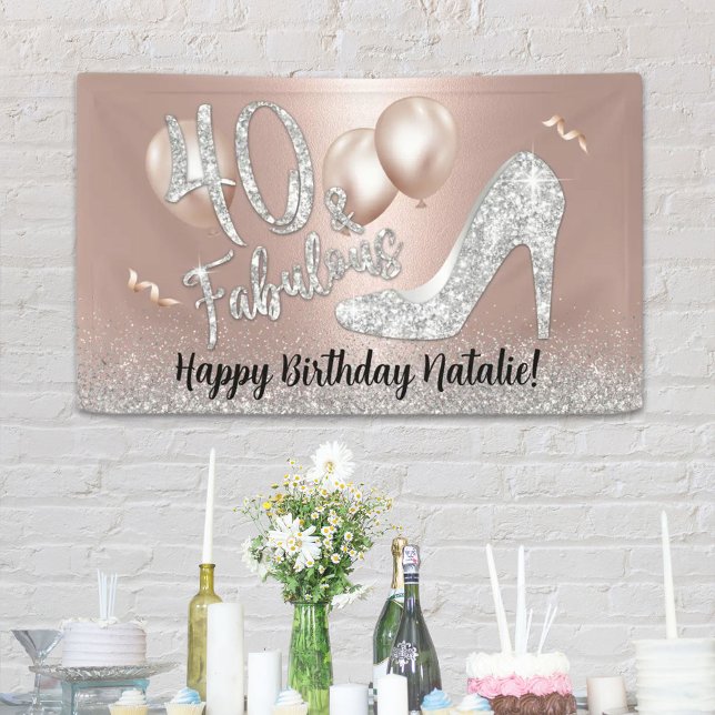 Fabulous 40 Moderne Rose Gold & Silber Geburtstag Banner (Von Creator hochgeladen)