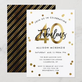 Fabulous 40 | Modernes, elegantes Gold zum Geburts Einladung