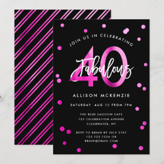 Fabulous 40 | Modernes Elegantes Rosa Stilvoll zum Einladung