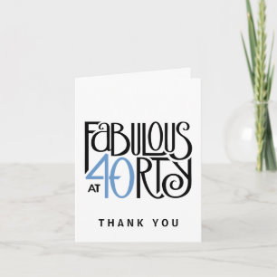 Fabulous 40 noir bleu Merci carte de note de remer