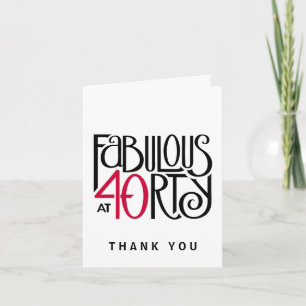 Fabulous 40 noir rouge Merci carte de note