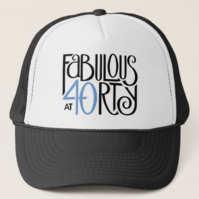 Fabulous 40 schwarz blauer Hut Truckerkappe (Vorderseite)