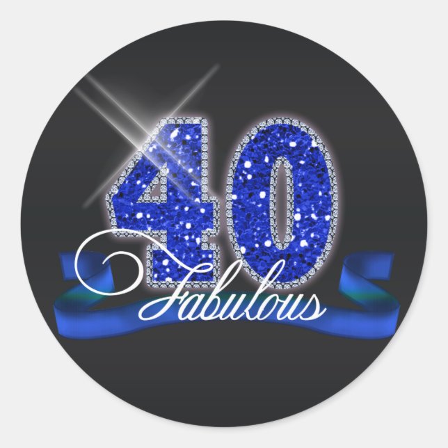 Fabulous 40 Sparkle ID191 Runder Aufkleber (Vorderseite)