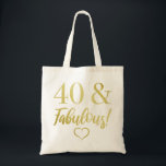 Fabulous 40th Birthday (Gold) Tragetasche<br><div class="desc">A fabulous birthday gift idea for women turning a milestone age,  with a stylish fancy gold lettering.</div>