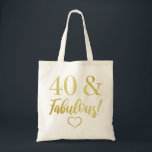 Fabulous 40th Birthday (Gold) Tragetasche<br><div class="desc">A fabulous birthday gift idea for women turning a milestone age,  with a stylish fancy gold lettering.</div>