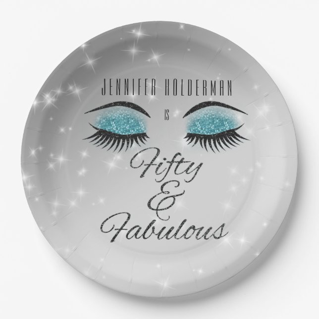 Fabulous 50 Black Aqua Glam Eyes Paper Teller (Vorderseite)