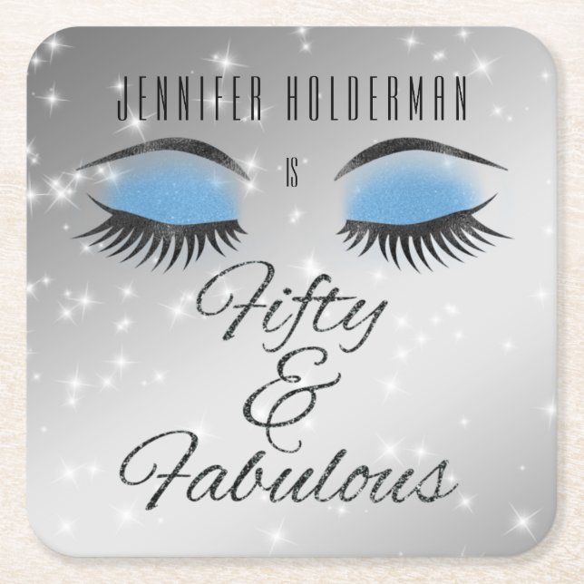 Fabulous 50 Black Blue Glam Eyes Paper Untersetzer (Vorderseite)