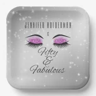 Fabulous 50 Black Hot Pink Glam Eyes Square Teller