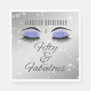 Fabulous 50 Black Periwinkle Glam Eyes Napkins Serviette