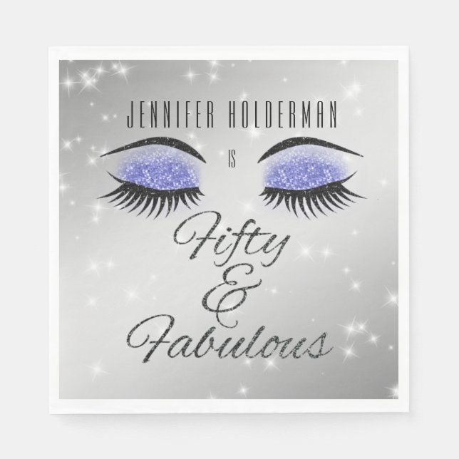 Fabulous 50 Black Periwinkle Glam Eyes Napkins Serviette (Vorderseite)
