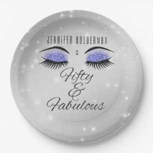 Fabulous 50 Black Periwinkle Glam Eyes Papierplatt Pappteller