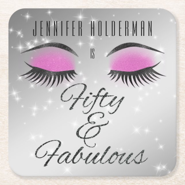 Fabulous 50 Black Pink Glam Eyes Paper Untersetzer (Vorderseite)