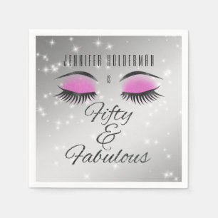 Fabulous 50 Black Pink Glam Eyes Papier Napkins Serviette