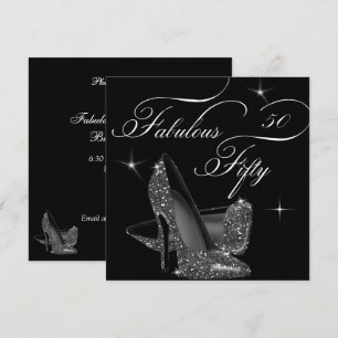 Fabulous 50 fünfzig Schwarz-weiß High Heels Geburt Einladung