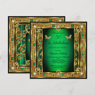 Fabulous 50 Geburtstag Emerald Green Butterfly Gol Einladung