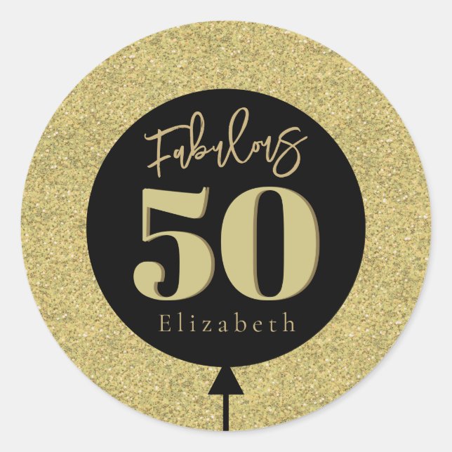Fabulous 50 Gold Geburtstag Runder Aufkleber (Vorderseite)