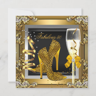 Fabulous 50 Gold Leopard Black Champagne Geburtsta Einladung