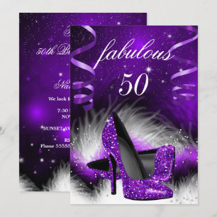 Fabulous 50 Lila High Heel Geburtstagsparty Einladung
