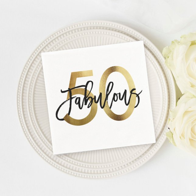 Fabulous 50. | Moderne Elegante Chic Gold Geburtst Serviette (Von Creator hochgeladen)