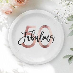 Fabulous 50. Moderne Elegante Rose Gold Geburtst Pappteller
