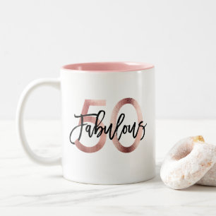 Fabulous 50.   Moderne Elegante Rose Gold Geburtst Zweifarbige Tasse