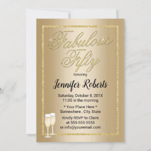 Fabulous 50 Moderne Gold Kalligraphie 50 Geburtsta Einladung