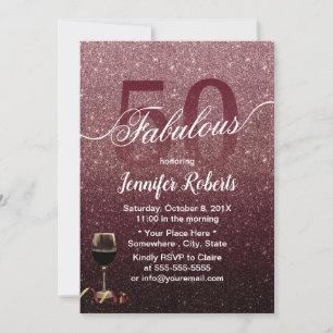 Fabulous 50 Moderne Rose Gold & Burgund Geburtstag Einladung