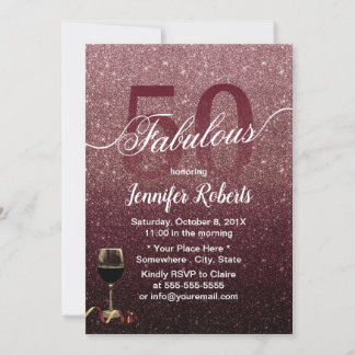 Fabulous 50 Moderne Rose Gold & Burgund Geburtstag Einladung
