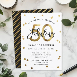 Fabulous 50 | Modernes, elegantes Gold zum Geburts Einladung