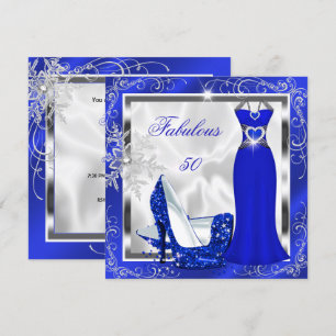 Fabulous 50 Party Royal Blue Silver Dress Heelse S Einladung