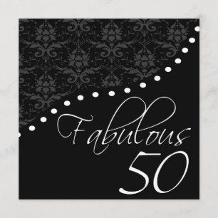 Fabulous 50 Personalisiert Black Birthday Party Einladung